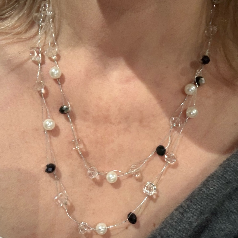 Elegant Black and White Beaded Necklace